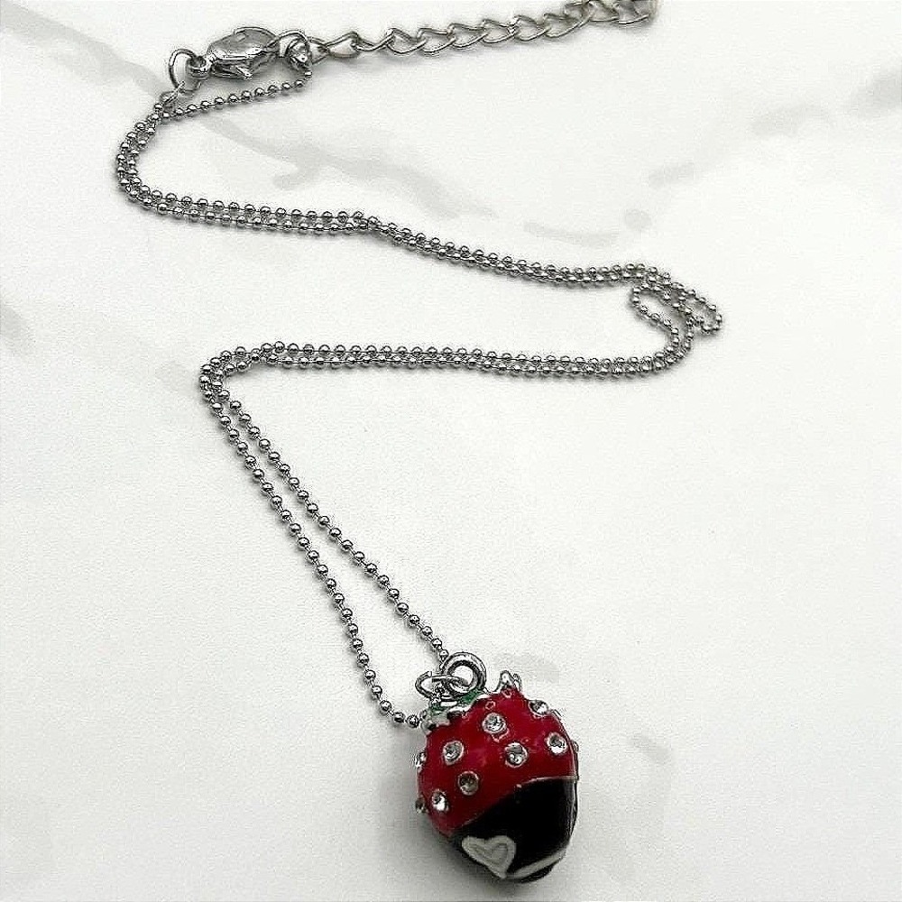 Chocolate Covered Strawberry‎ Pendant Necklace 21in Kawaii Cute Y2K Sweet